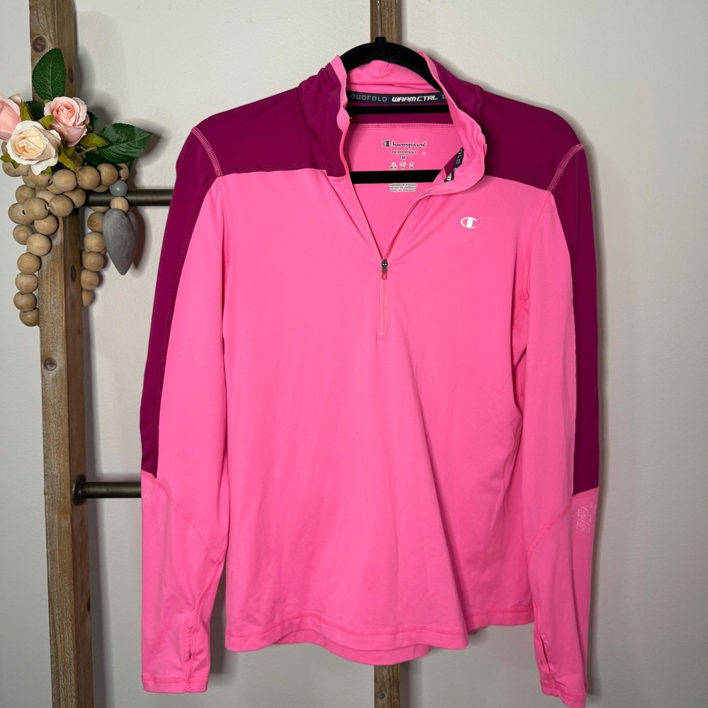 Champion Performax Pink Half Zip Long Sleeve Athletic Pullover Top Medium - Picture 2 of 8